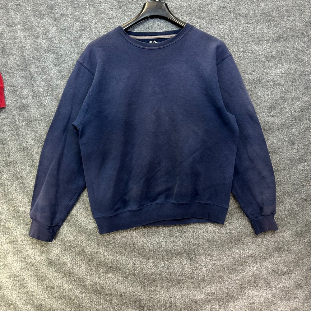 Fruit of The‎ Loom Crewneck Sweatshirt Men's Navy Blue Fleece Pullover - Large